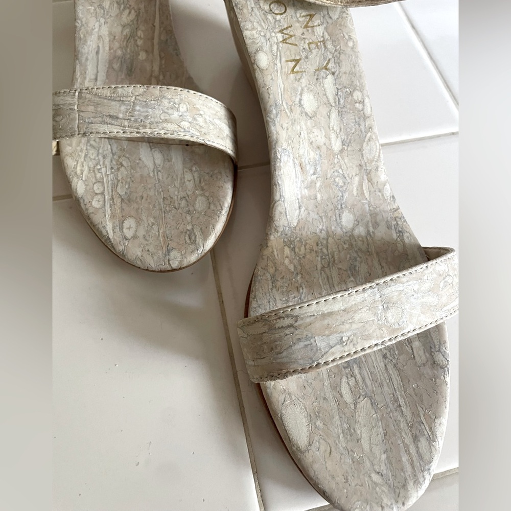 Sydney Brown designer sandals size 41 low wedge heel eco friendly & vegan